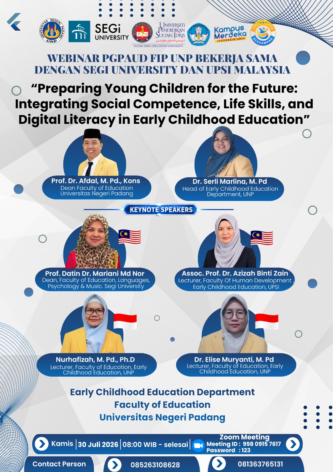 PGPAUD FIP UNP Gelar International Webinar Bersama SEGi University dan UPSI Malaysia Bahas Kompetensi Anak Usia Dini di Era Digital